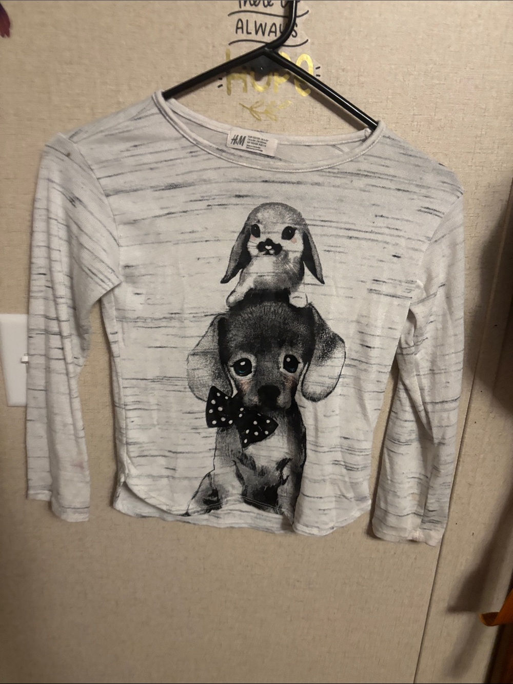 H&M White & Gray Puppy and Bunny Long-Sleeve Tee